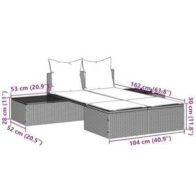 Ligbed 2-persoons met kussens poly rattan beige Ligbed 2-persoons met kussens poly rattan beige