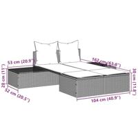 Ligbed 2-persoons met kussens poly rattan beige - thumbnail