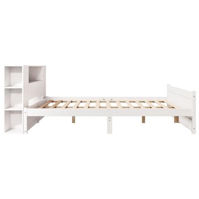 Bed met boekenkast zonder matras grenenhout wit 160x200 cm - thumbnail