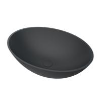 Arcqua Prince Waskom Opbouw - 49x34cm - ovaal - cast marble - mat antraciet WAS468474 - thumbnail