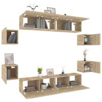 8-delige Tv-meubelset bewerkt hout sonoma eikenkleurig - thumbnail