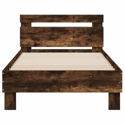 Bedframe met hoofdbord en LED gerookt eikenkleurig 90x200 cm