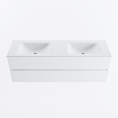 MONDIAZ VICA 150cm badmeubel onderkast Talc 2 lades. Wastafel CLOUD dubbel 2 kraangaten, kleur Talc.