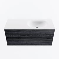 MONDIAZ VICA 110cm badmeubel onderkast Antracite 2 lades. Wastafel MOON rechts 1 kraangat, kleur Talc. - thumbnail