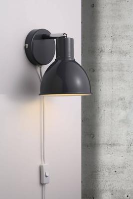 Wandlamp antraciet Nordlux 'Pop' leeslamp E27 fitting 15 cm