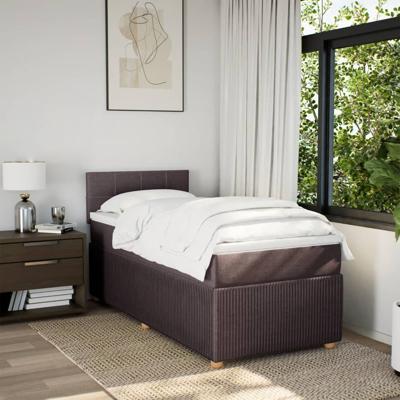 Boxspring met matras stof donkerbruin 200x200 cm - thumbnail