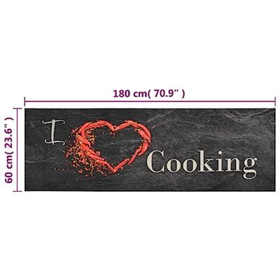 VidaXL Keukenmat wasbaar cooking-print 60x180 cm fluweel zwart VidaXL Keukenmat wasbaar cooking-print 60x180 cm fluweel zwart
