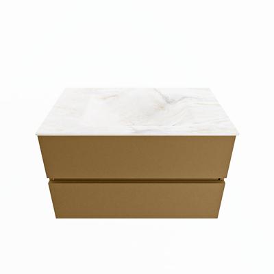 MONDIAZ VICA-DLUX 80cm badmeubel onderkast Oro 2 lades. Inbouw wastafel CLOUD midden zonder kraangat, kleur Ostra.