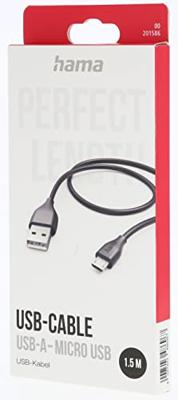 Hama USB-Kabel, USB-A naar Micro-USB, 1,5 m Oplader Zwart - thumbnail