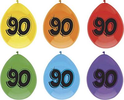 Ballonnen 90 Jaar kleurenmix - 8 Stuks