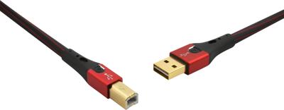 Oehlbach USB-Evolution B - hoogwaardige USB-kabel type 2.0 USB-A naar USB-B (voor audiostreaming, DAC en printer) zwart/rood - 10 m