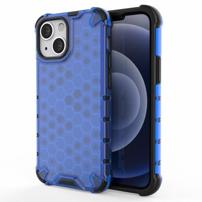 Lunso - Honinggraat Armor Backcover hoes - iPhone 13 Pro - Blauw