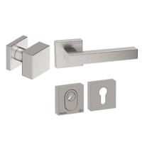 Hardbrass Voordeurset Quadro 50 3-delig vierkant SKG3 met kerntrekbeveiliging - RVS - thumbnail