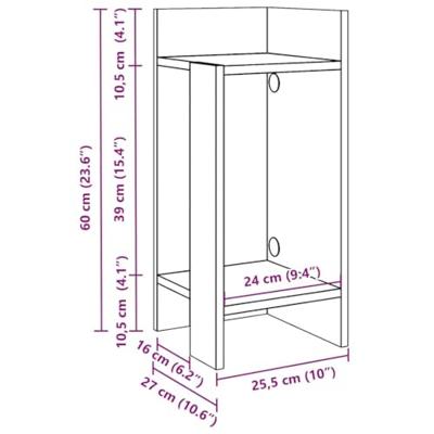 Bijzettafels 2 st met plank 25,5x27x60 cm oud houtkleurig - thumbnail