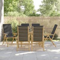 Tuinstoelen 6 st inklapbaar met kussens bamboe donkergrijs - thumbnail