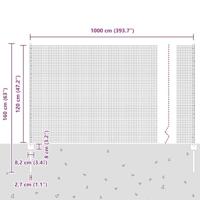 VidaXL Hek met paal grijs 1,2 x 10 m staal en pvc - thumbnail