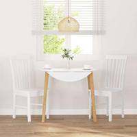 Eetkamerstoelen met kussens 2 st massief hout rubber wit - thumbnail