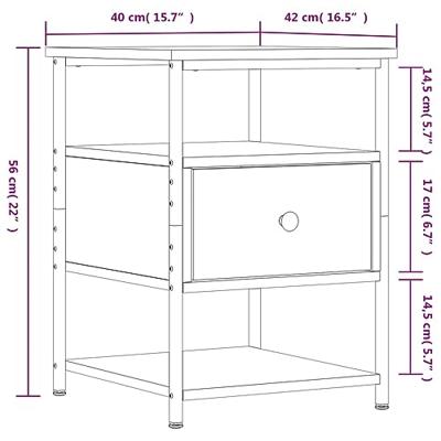 Nachtkastjes 2 st 40x42x56 cm bewerkt hout grijs sonoma eiken
