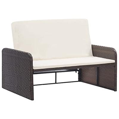 2-delige Loungeset met kussens poly rattan bruin 2-delige Loungeset met kussens poly rattan bruin