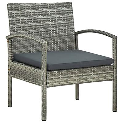 4-delige Loungeset met kussens poly rattan grijs