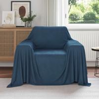 VidaXL Gooi deken marineblauw 210 x 140 cm fleece - thumbnail