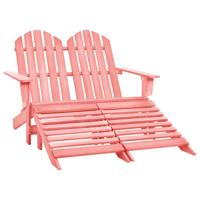 VidaXL Tuinstoel 2-zits adirondack met voetenbank vurenhout roze - thumbnail