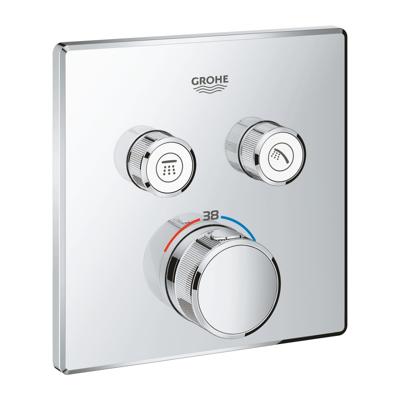 Grohe SmartControl Inbouwthermostaat - 3 knoppen - vierkant - chroom 29124000 Grohe SmartControl Inbouwthermostaat - 3 knoppen - vierkant - chroom 29124000
