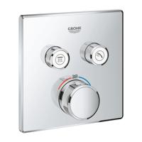 Grohe SmartControl Inbouwthermostaat - 3 knoppen - vierkant - chroom 29124000 - thumbnail