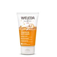 Weleda Kids 2-in-1 shampoo & bodywash blije sinaasappel 150 Milliliter - thumbnail