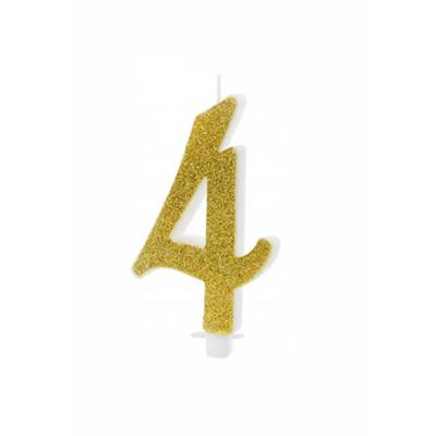 Taartkaarsje Cijfer 4 Goud