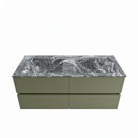 MONDIAZ VICA-DLUX 120cm badmeubel onderkast Army 4 lades. Inbouw wastafel CLOUD dubbel zonder kraangat, kleur Lava. - thumbnail