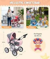 Combi-poppenwagen Leni - Melange Antraciet Mint - thumbnail