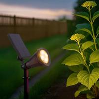 Solar wandspot highlight voor wandmontage of grondspies - buitenlamp op zonne energie warm wit - thumbnail