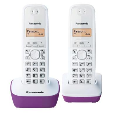 Telefono Panasonic KX-TG1612FRF Duo senza FIl senza segreteria bianca viola