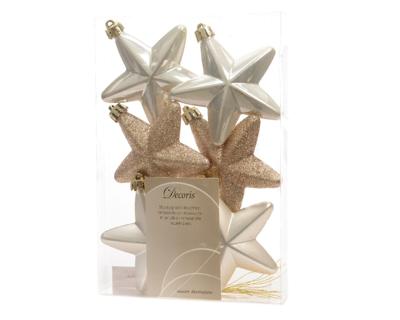 Ster plastic glans-mat-glitter 7,5 cm parel KSD - Ksd