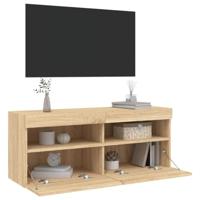 Tv-wandmeubel met LED-verlichting 100x30x40 cm sonoma eiken - thumbnail