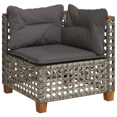 4-delige Loungeset met kussens poly rattan grijs - thumbnail