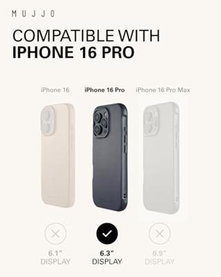 Mujjo Leather Shield Case iPhone 16 Pro blauw