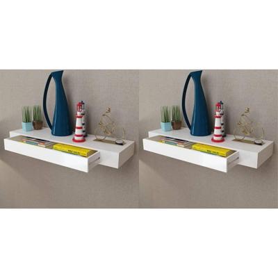 Wandplanken zwevend met lades 2 st 80 cm wit