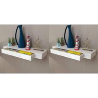 Wandplanken zwevend met lades 2 st 80 cm wit - thumbnail