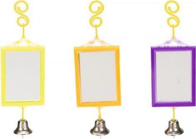 Spiegel met bel voor vogels vierkant