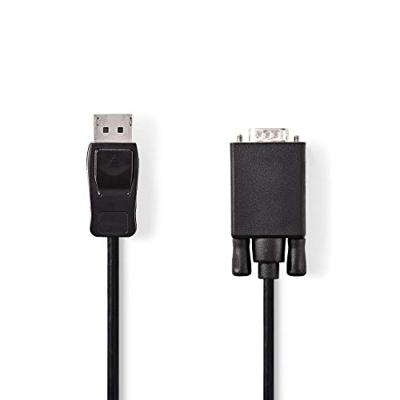 VGA-Kabel - DisplayPort Male - VGA Male - Vernikkeld - Maximale resolutie: 1080p - 2.00 m - Rond - PVC - Zwart - Doos
