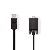 VGA-Kabel - DisplayPort Male - VGA Male - Vernikkeld - Maximale resolutie: 1080p - 2.00 m - Rond - PVC - Zwart - Doos - thumbnail