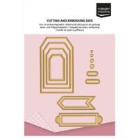 Vaessen Creative • mini snij- en embossingmallen trapeze banners & labels 14st. - thumbnail