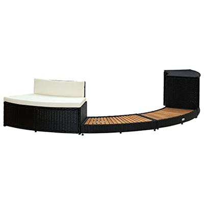 VidaXL Spa-ombouw poly rattan en acaciahout zwart