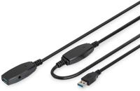 Digitus DA-73106 USB-kabel USB 3.2 Gen1 USB-A stekker, USB-A bus 15.00 m Zwart Afgeschermd, Afgeschermd (dubbel) - thumbnail