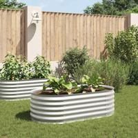 VidaXL Plantenbak verhoogd 160x80x44 cm gegalvaniseerd staal zilver - thumbnail
