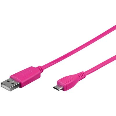 Goobay USB 2.0 Aansluitkabel [1x USB-A 2.0 stekker - 1x Micro-USB 2.0 B stekker] 0.95 m Roze