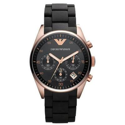 Emporio Armani Dames Tazio Rosegoud polyurethaan horloge AR5906