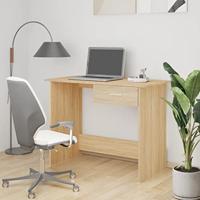 Bureau 100x50x76 cm bewerkt hout gerookt eikenkleurig - thumbnail